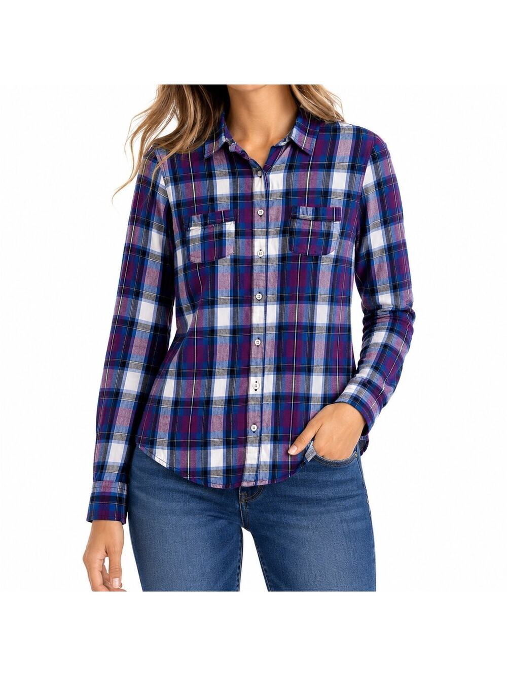Aeropostale Purple and Blue Plaid Button Down